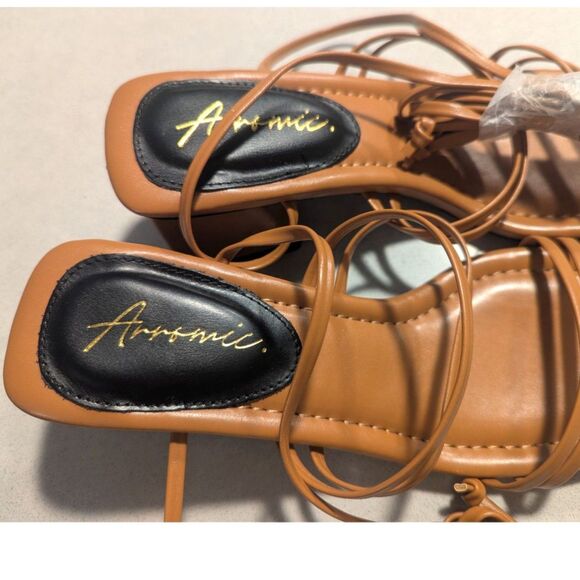 👡 Arromic Lace-Up Block Heel Sandals Brown – Size 6 – NEW - Picture 6 of 6